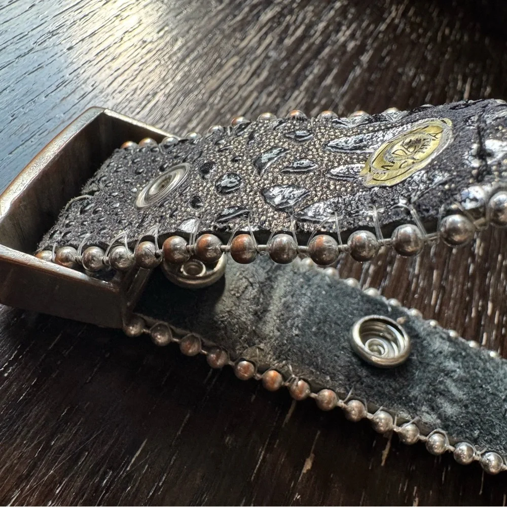 Shyanne Black and Silver Rhinestone with Crosses Kids Belt